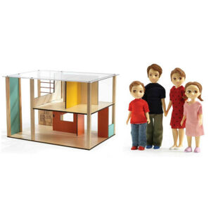 Domeček pro panenky - moderní domek - set s rodinou Toma a Marion