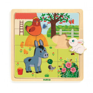 Dřevěné puzzle - Farma - 12 ks