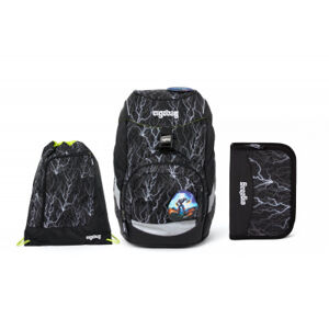 Školní set Ergobag prime Black 2020 reflexní - batoh + penál + sportovní pytel