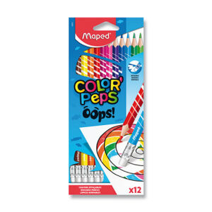 Pastelky s pryží Maped Color'Peps Oops - 12 barev