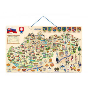 Magnetická mapa Slovenska s obrázky a společenská hra, 3v1