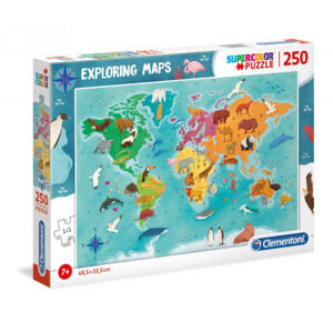 Puzzle Mapa světa - zvířata - 250 ks