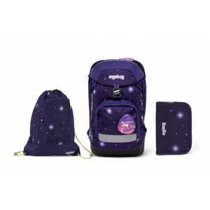 Školní set Ergobag prime Galaxy fialový 2023 - batoh + penál + sportovní pytel